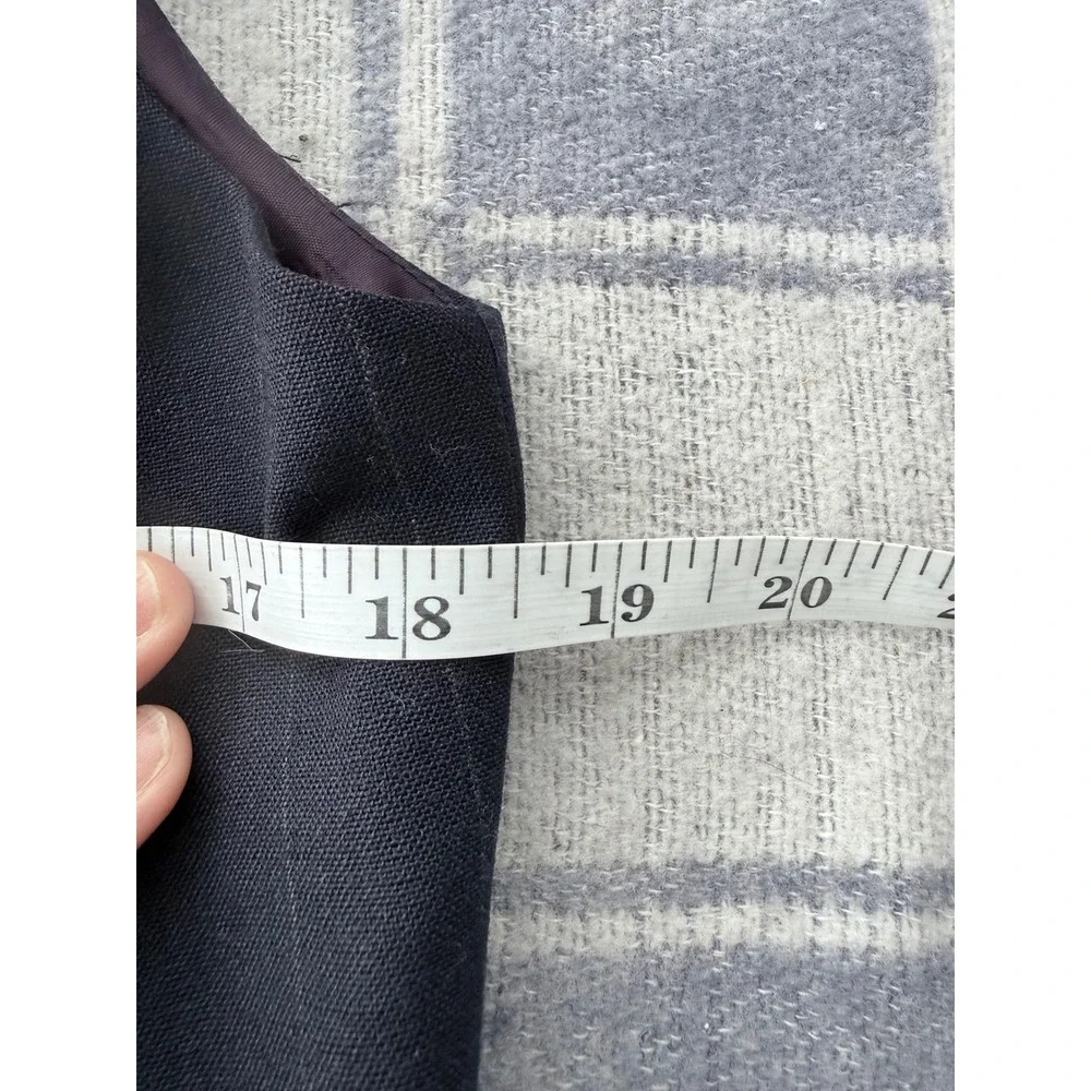 C1 Y2K Ann Taylor Vintage Wool Pinstripe Vest Dress Sleeveless Button Navy Blue